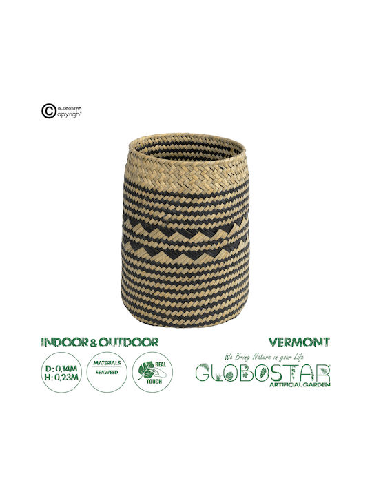 GloboStar Planter Rattan Brown with Stand 14x14x23cm.