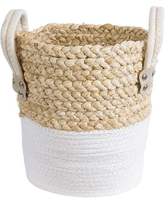 GloboStar Artificial Garden Nevada Planter Rattan Beige with Stand 23x23x23cm.