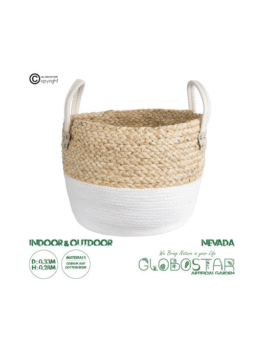 GloboStar Artificial Garden Nevada Planter Rattan Beige with Stand 33x33x28cm.