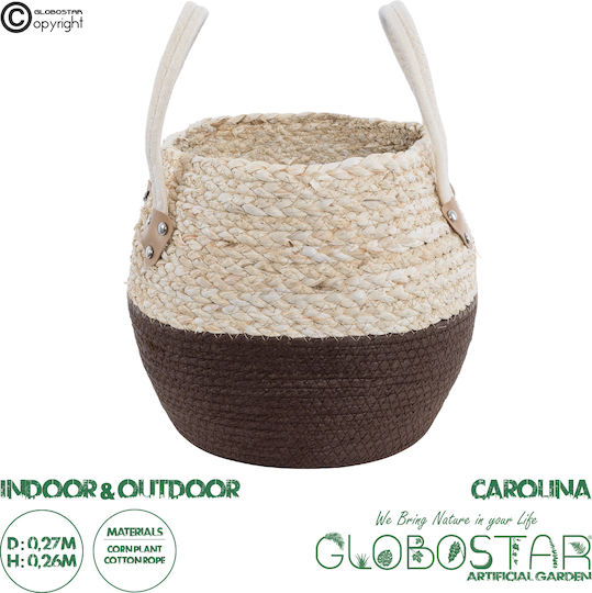GloboStar Carolina Κασπώ Rattan Μπεζ με Βάση 27x27x26εκ.