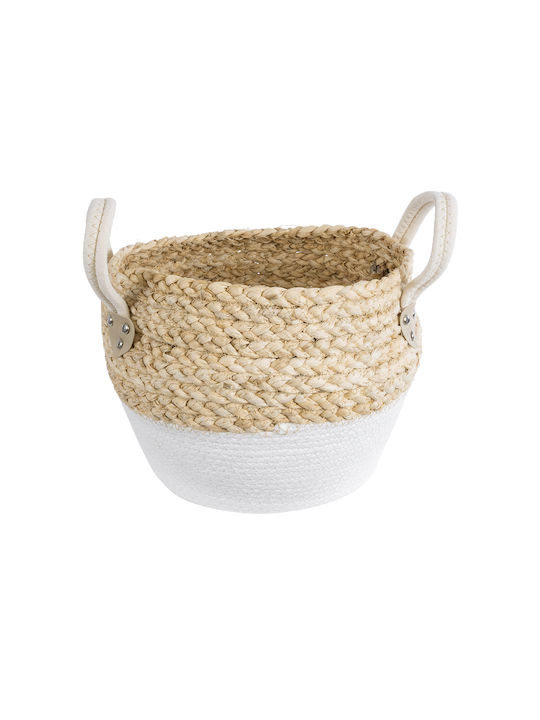GloboStar Santorini Übertopf Rattan Beige 28x28x24εκ.