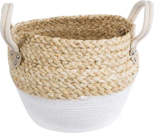 GloboStar Santorini Übertopf Rattan Beige 28x28x24εκ.