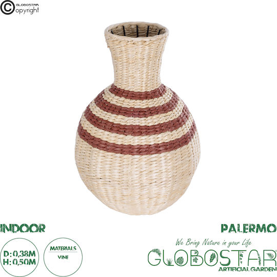 GloboStar Vază Decorativă Rattan Artificial Garden Palermo Bej Φ3xÎ50cm