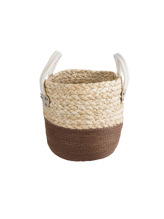 GloboStar Artificial Garden Carolina Planter Rattan Beige with Stand 23x23x23cm.
