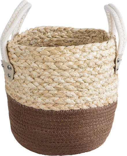 GloboStar Artificial Garden Carolina Planter Rattan Beige with Stand 23x23x23cm.