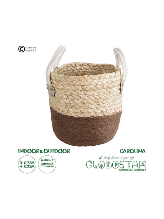 GloboStar Artificial Garden Carolina Planter Rattan Beige with Stand 23x23x23cm.