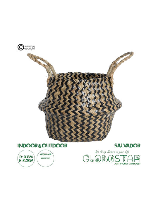 GloboStar Artificial Garden Salvador Planter Rattan Brown with Stand 18x18x20cm.