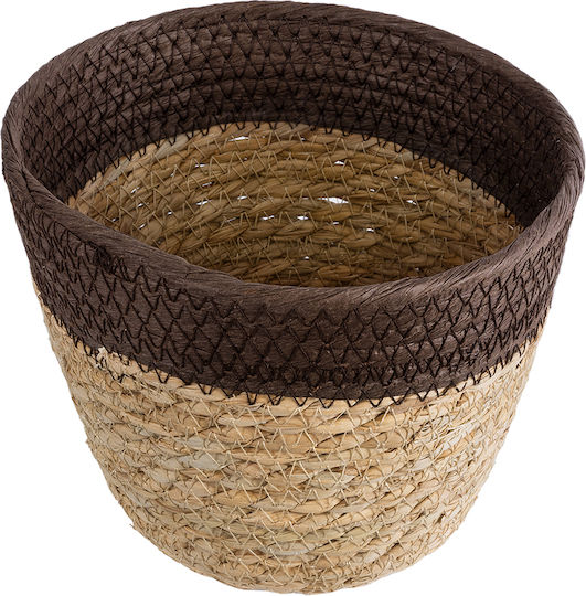 GloboStar Lefkada Planter Rattan Beige with Stand 18x18x15cm.