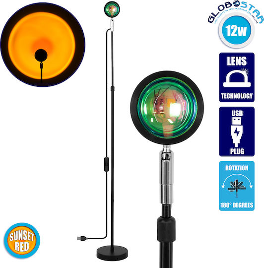 GloboStar Sunset Red 180° LED Φωτιστικό Δαπέδου Υ94xΜ87.5εκ. με Ρυθμιζόμενο Λευκό Φως Μαύρο