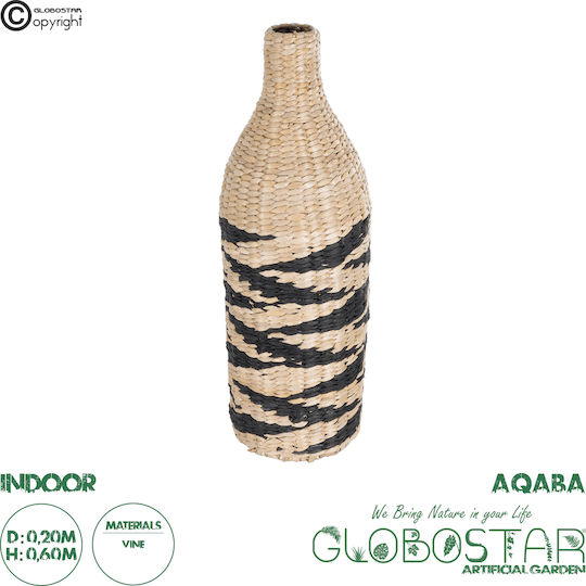 GloboStar Dekorative Vase Rattan Künstlicher Garten Aqaba Beiges Φ20xΥ60cm