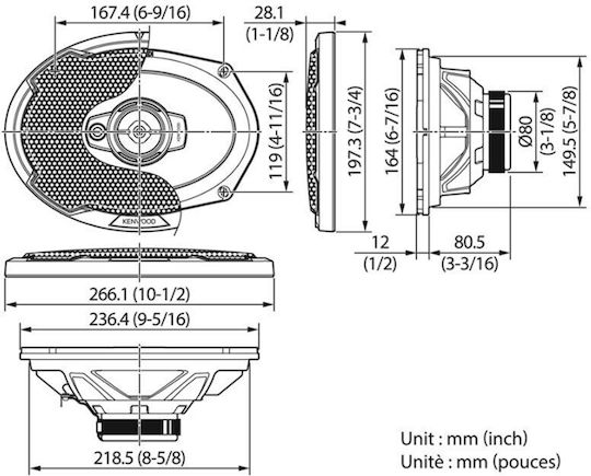 Kenwood Set Auto-Lautsprecher KFC-PS6976 6x9" (3 Weg)