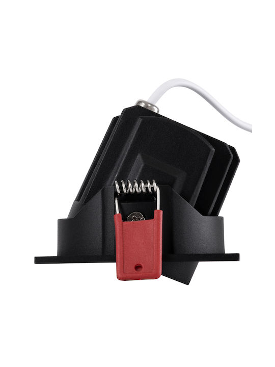 GloboStar Square Metallic Recessed Spot with Integrated LED and Warm White Light Black 8.5x8.5cm. 1pcs