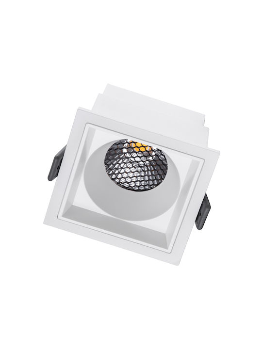 GloboStar Pluto M Pătrat Metalic Spot Încorporat cu LED Integrat și Lumină Alb Natural Alb 8.4x8.4cm. 1buc