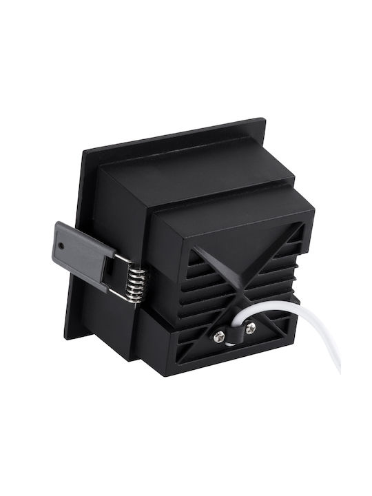GloboStar Pluto M Square Metallic Recessed Spot with Integrated LED and Warm White Light Black 8.4x8.4cm. 1pcs
