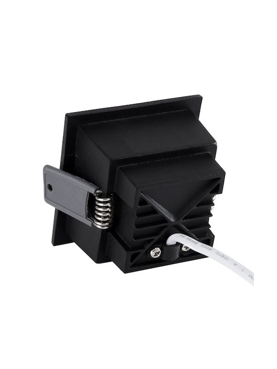 GloboStar Pluto S Square Metallic Recessed Spot with Integrated LED and Natural White Light Black 6.4x6.4cm. 1pcs