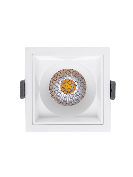 GloboStar Pluto M Pătrat Metalic Spot Încorporat cu LED Integrat și Lumină Alb Natural Alb 8.4x8.4cm. 1buc