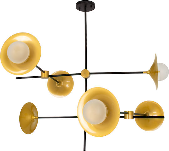 GloboStar Joliet Pendant Light Black Grid for 6 Bulbs G9 93x43x87cm