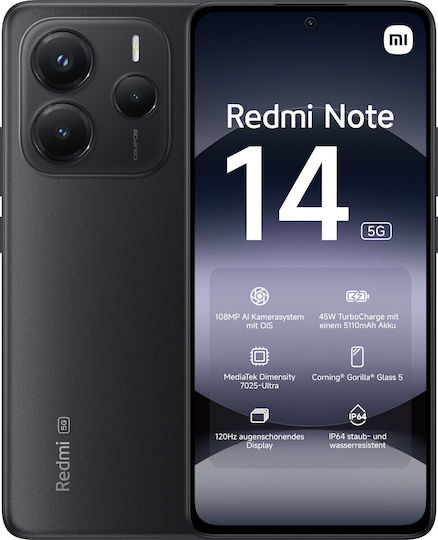 Xiaomi Redmi Note 14 4G Dual SIM (6/128GB) Черен Midnight