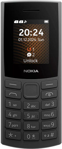 Nokia 105 4G (2024) Dual SIM Κινητό με Κουμπιά (Ελληνικό Μενού) Charcoal