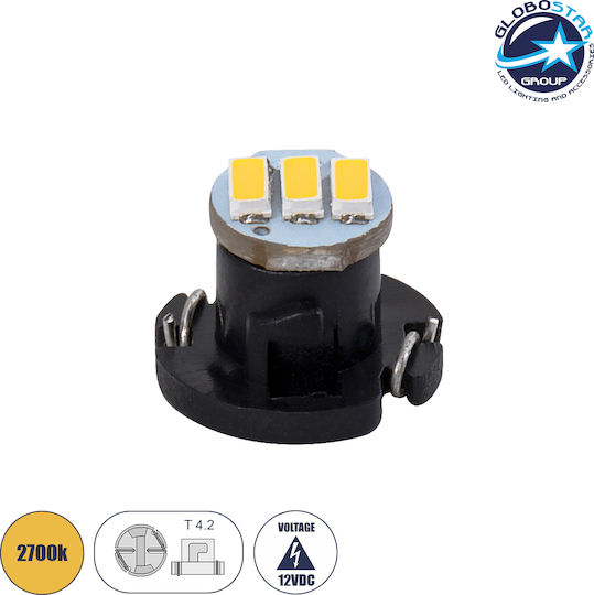 GloboStar Λάμπα Αυτοκινήτου T4/T4.2 LED 3000K Θερμό Λευκό 12V 0.6W 1τμχ