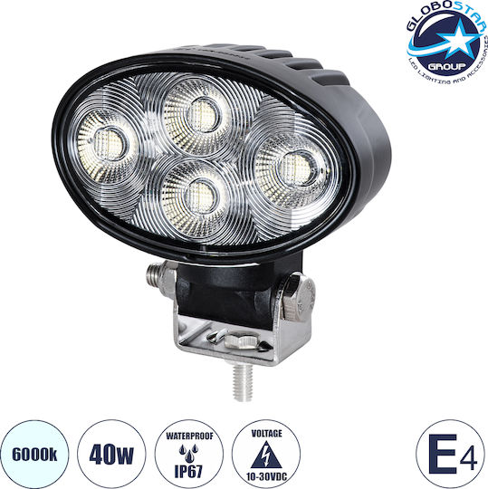 GloboStar Rund Wasserdicht Scheinwerfer Auto LED 12V 40W mit Weiß Beleuchtung 3Stück