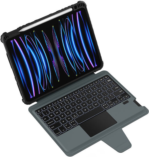 Nillkin Bumper Flip Cover with Keyboard in English US Black (iPad Air 2020/2022 / iPad Pro 2018 11" / iPad Pro 2020 11" / iPad Pro 2021 11" / iPad Pro 2022 11'' / iPad Pro 2024 11" / iPad Air 11" 2024/2025/2026)