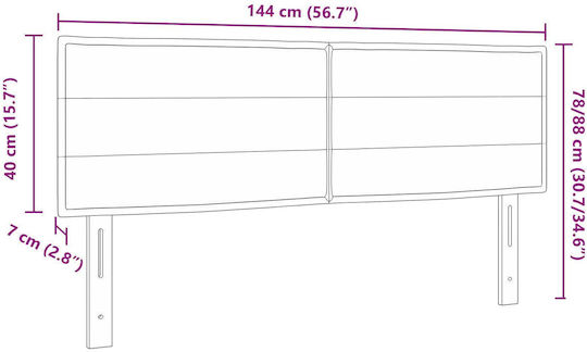 vidaXL Табла За Легло Текстил Син 144x78см