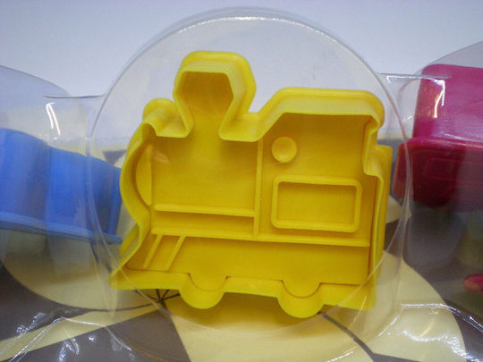 Set de 4 forme pentru biscuiți și ștampile Pan Decor Camioane-Tren-Elicopter 61697