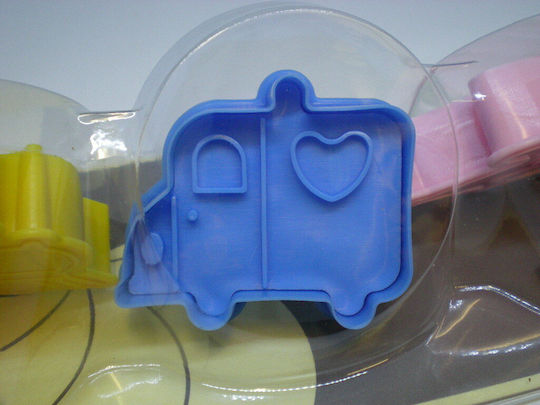 Set de 4 forme pentru biscuiți și ștampile Pan Decor Camioane-Tren-Elicopter 61697