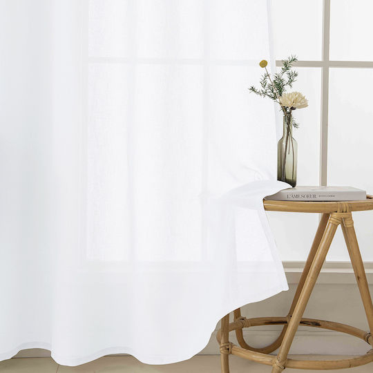 Beauty Home Κουρτίνα με Τρουκς Λευκή 140x270εκ.