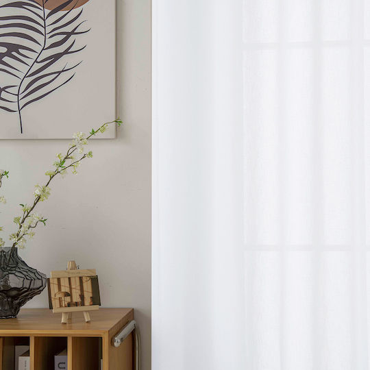 Beauty Home Κουρτίνα με Τρουκς Λευκή 140x270εκ.