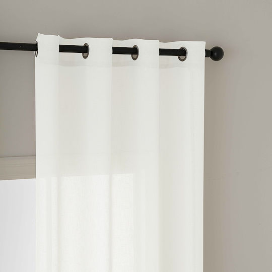 Beauty Home Κουρτίνα με Τρουκς Λευκή 140x270εκ.