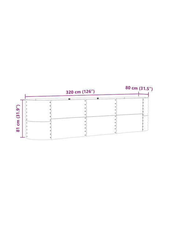 vidaXL Garten Topf Metallisch Brown 320x80x81cm.