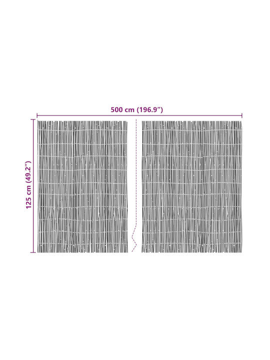 vidaXL Bamboo Fencing Bamboo with Whole Wood 1.25x5m