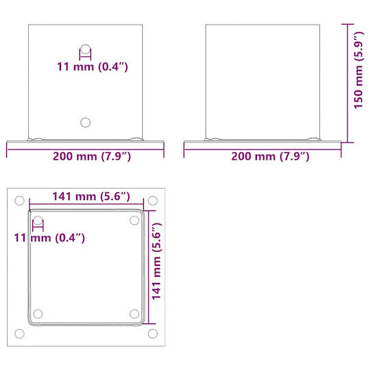 vidaXL Beam Shoe for Pergola Columns made of Wood 14.1x14.1cm 4pcs