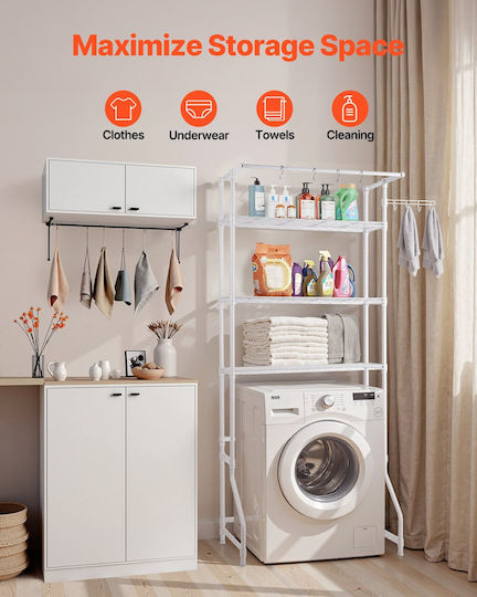 Ράφι Αποθήκευσης Vevor Over Washer Dryer Single Row 3 Tiers Washer Rack White