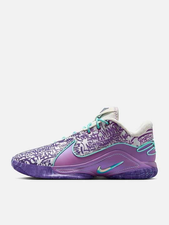 LeBron 22 Low Basketball Shoes Soft Pearl / Vivid Purple / Court Purple / Hyper Turquoise