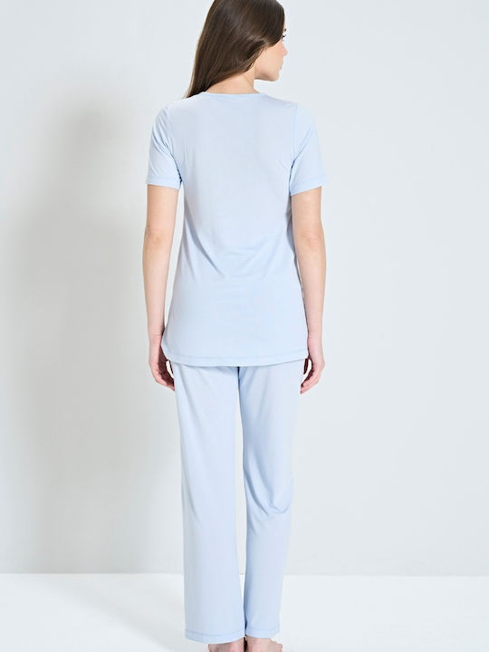 Pijadore Maternity Pajama Set & Nursing Blue