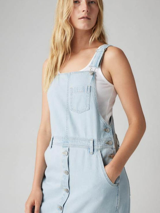 Καλοκαιρινό Midi Φόρεμα Τζιν Light Blue