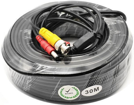 30 Meter Video Power Cable Ln-ec04-30m; Dc Bnc Connectors; Video Power 26 Awg