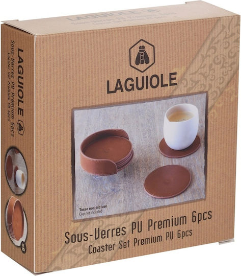 Lou Laguiole Coaster with Stand Brown 6pcs