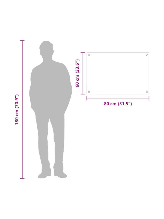vidaXL Rectangular Glass Back Dark Gray 80x60x0.6cm 42001243