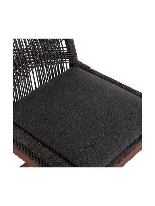 Hocker für Bar Für den Außenbereich aus Aluminium Howard mit Kissen Brown, Dark Grey 1Stück 47.5x55x94.5cm