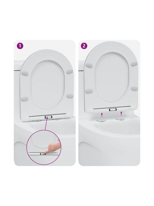 vidaXL Plastic Soft Close Toilet Seat White 36cm 42002369