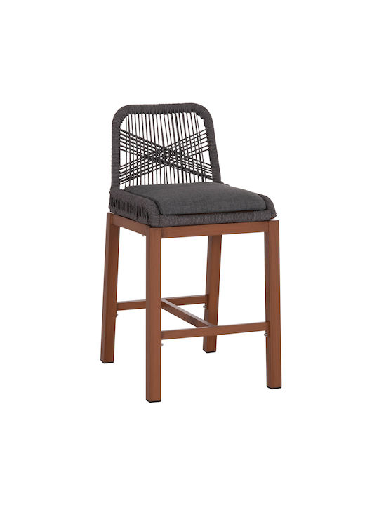Hocker für Bar Für den Außenbereich aus Aluminium Howard mit Kissen Brown, Dark Grey 1Stück 47.5x55x94.5cm