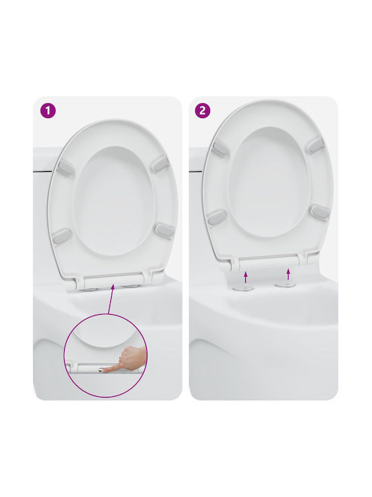 vidaXL Plastic Soft Close Toilet Seat White 37cm 42002349