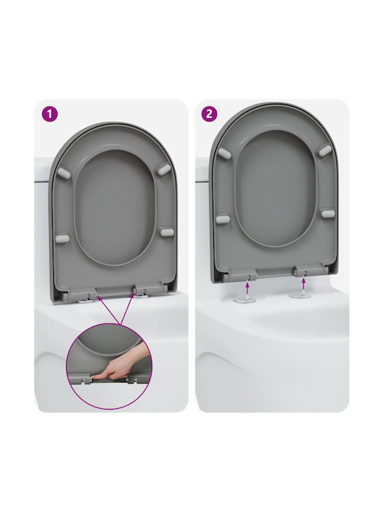 vidaXL Plastic Soft Close Toilet Seat Gray 36cm