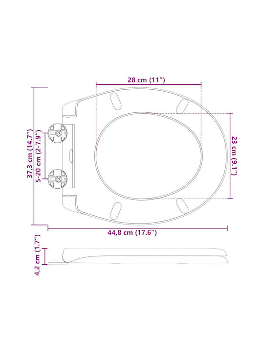 vidaXL Plastic Soft Close Toilet Seat White 37cm 42002349