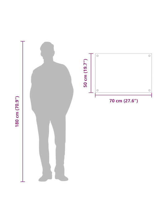 vidaXL Rectangular Glass Backlight Gray 70x50x0.6cm 42001227