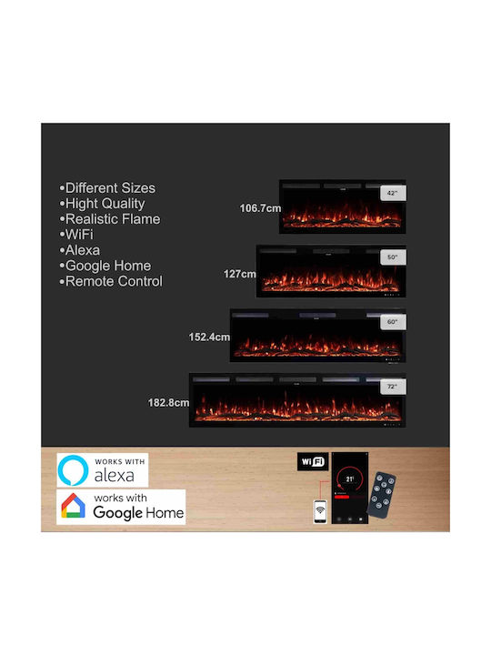 Hitense Wall Mounted Electric Fireplace 1600W 106.7x12.7cm Gray